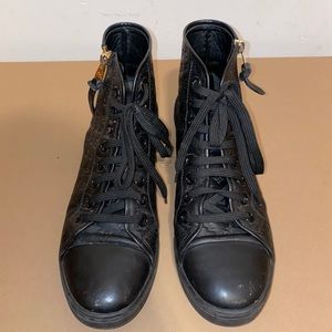 Louis Vuitton black high rise LV zipper sneakers